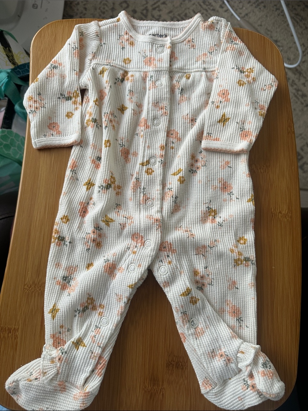 Carter's Cream Footed One-Piece with Pink & Mustard Floral